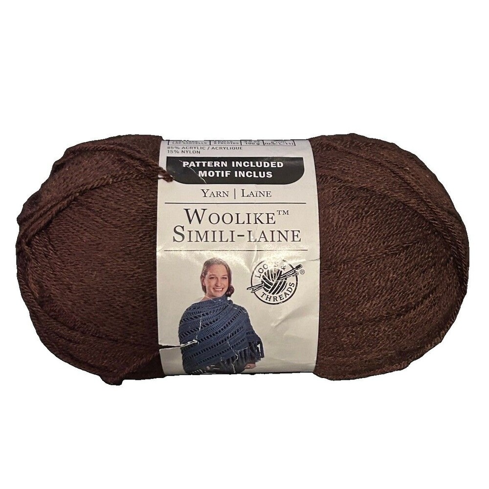 Loops & Threads Woolike Yarn Chocolate #1 3.5 oz 678 Yds Super Fine New Brown